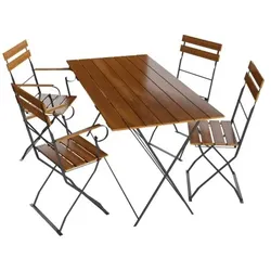 Lex Biergarten-Set Sitzgruppe Biergartenmöbel Armlehne Stuhl Tisch 120x70 5tlg.