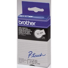 Brother TC-201 laminiert schwarz auf weiß 1,2cm x 7,7m