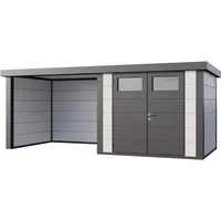 Telluria Metallgerätehaus Classico 2724 mit Lounge Anbau weiß Lounge-Anbau