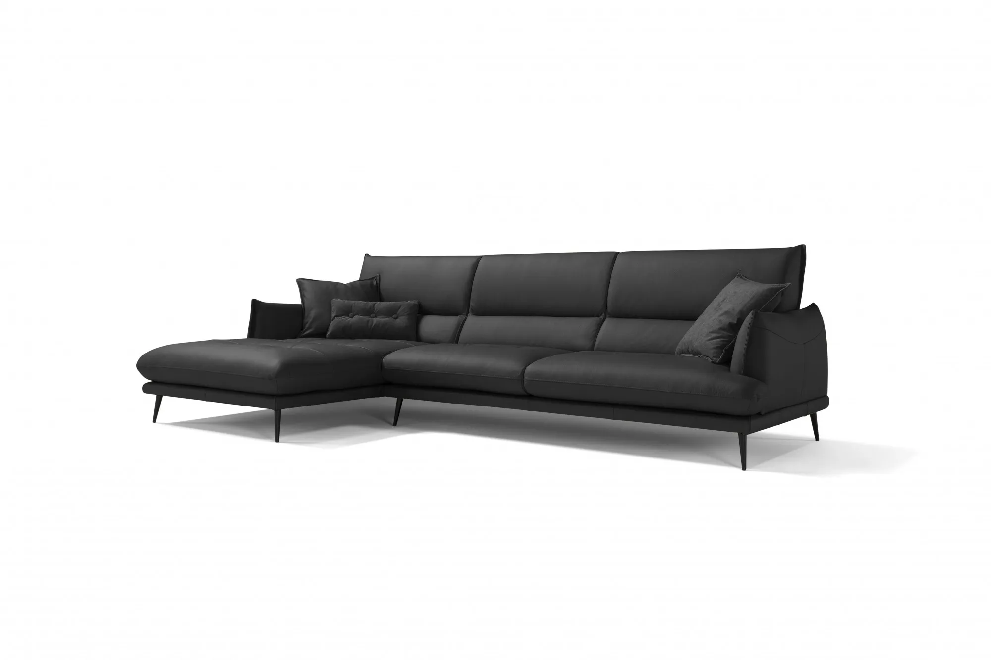 Ecksofa EGOITALIANO "FUNNY, hochwertiges und aktuelles Design, bequeme Rückenlehne", schwarz, B:265cm H:90cm T:225cm, Sofas, hochwertiger Sitzkomfort, L-Form