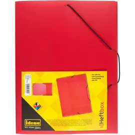 IDENA 225405 - Heftbox für DIN A4 mit Gummizug, PP, Füllhöhe 3,5 cm, transluzent rot, 1 Stück