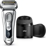 Braun Series 9 9390cc, Rotationstrasierer, Titan, Silber, Batterie/Akku, Lithium-Ion (Li-Ion), Ladend, Reinigung - Silber