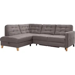 Ecksofa EXXPO - SOFA FASHION "Elio, kompakt und komfortabel, bequem, zeitloses Design, L-Form", braun, B:228cm H:84cm T:174cm, Sofas, wahlweise mit Bettfunktion und Bettkasten