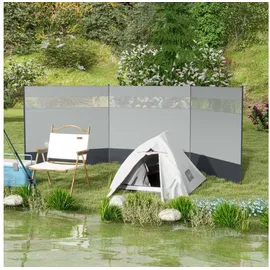 Outsunny Windschutz Polyester Stahl Grau 440L x 140H cm