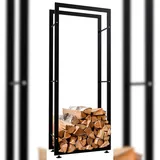 deluke Kaminholzregal Metall 25 x 60 x 150 cm Schwarz