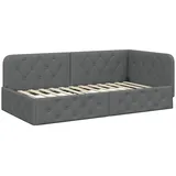 vidaXL Eckbettgestell 90 x 200 cm Dunkelgrau
