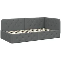 vidaXL Eckbettgestell 90 x 200 cm Dunkelgrau