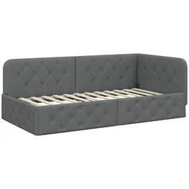 vidaXL Eckbettgestell 90 x 200 cm Dunkelgrau