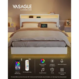 VASAGLE Polsterbett 140 x 200 cm Weiß