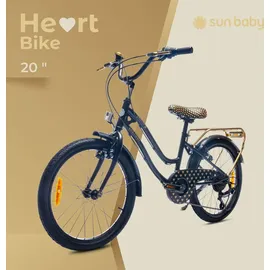 SUN BABY Mädchen fahrrad 20 Zoll mit SHIMANO 6-Gang Heart Bike Schwarz - Schwarz