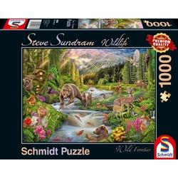 Schmidt Spiele Puzzle Puzzle – Wildtiere am Waldesrand (1000 Teile), Puzzleteile