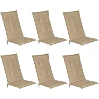 Beautissu Hochlehner Auflage 120 x 50 x 6 cm beige 6-tlg.