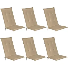 Beautissu Hochlehner Auflage 120 x 50 x 6 cm beige 6-tlg.