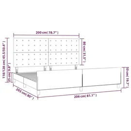 vidaXL Bettgestell 200 x 200 cm Grau