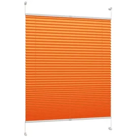 DécoProfi Plissee ohne Bohren Orange 90cm x 220cm (max. Gesamthöhe Fensterflügel) I Verspannte Plissees nach Maß mit Klemmträger/Klemmfix I Blickdichte Innenrahmen-Plissees zum Klemmen