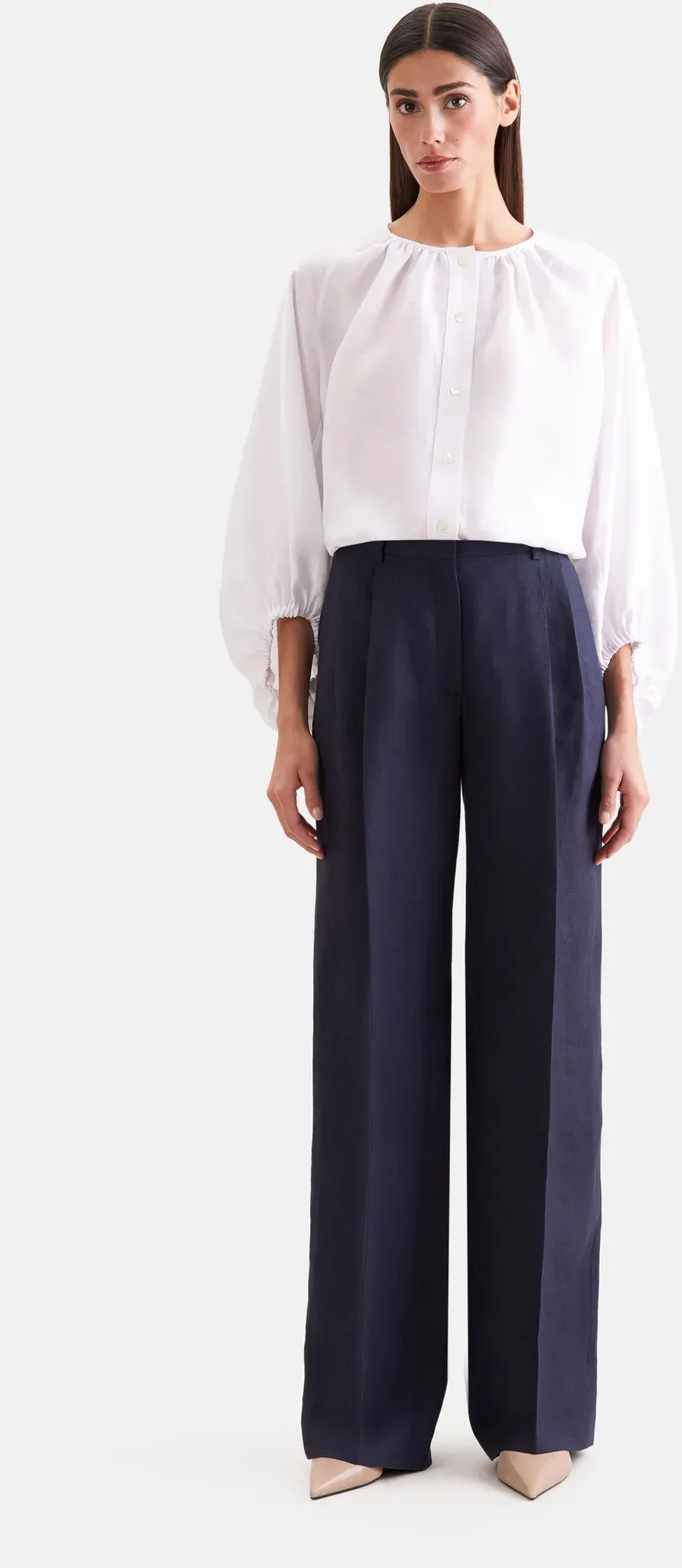 Stoffhose SEIDENSTICKER, Damen, Gr. 42, Normalgrößen, blau (navy), 100% Leinen, unifarben, Hosen Stoffhose