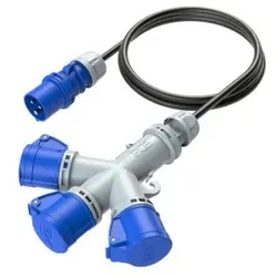 PCE 9432002 CEE Mehrfachsteckdose 16A 3p 6h mit Kabel und Stecker IP44