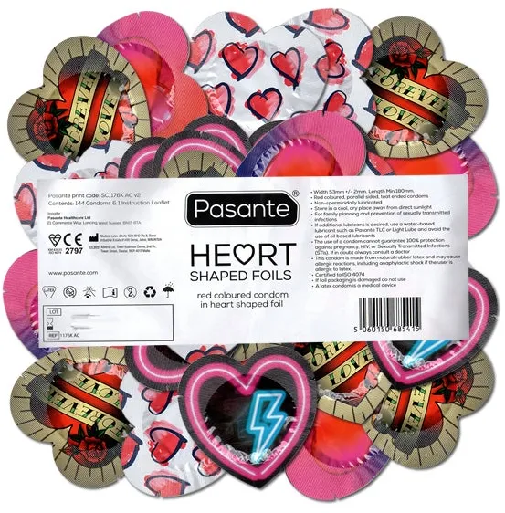 «Hearts» romantische Kondome für Verliebte, in Herz-Folien (144 Kondome)