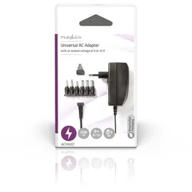 Nedis Universal-Netzteil - 27 W - 3-12 V DC 2.25 A A - 6 plug(s) - Schwarz