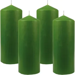 Stumpenkerzen Wachskerzen Ø6cm x 17cm ( 4er Pack ) Hellgrün - Lange Brenndauer, Hergestellt in EU, Kerzen Blockkerzen - Wachs Stumpen