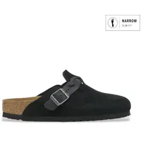 Birkenstock für Damen. 1030497 Leder-Clogs Boston Braided (Schmale Passform) schwarz (41), Wohnung, Keine, Lässig