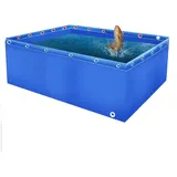 Temporäres Salzwasser-Fischhaltebecken, 0,5 mm PVC-Canvas-Teich mit Ablassventil, Aquarium-Pool für Koi-Fische, Schildkröten – Wasserspeicher, Schwimmbad