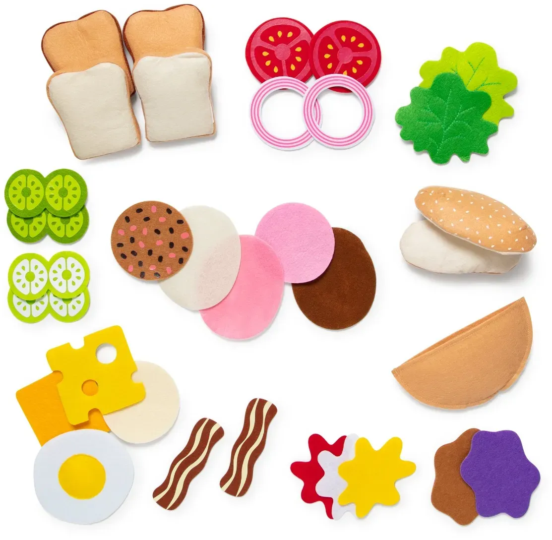 Melissa & Doug Sandwich aus Filz Spielessen 33-teilig - Filz, bunt - fördert Feinmotorik, Kreativität, Rollenspiel
