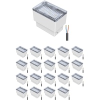 ledscom.de 20 Stück LED Pflasterstein Bodeneinbauleuchte CUS für außen, IP67, eckig, 8 x 5cm, warmweiß