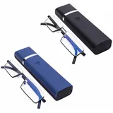 YSJJZRL 2 Pack Lesebrille Halbrahmen Blaulichtblockierende Lesebrille Leichte TR90 Materialrahmen Lesebrille für Männer Frauen(Schwarz und blau)+1.75