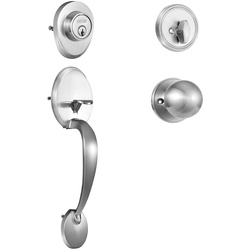 VEVOR Haustürgriff- und Riegel-Set, Vordertürschloss-Set aus satiniertem Nickel mit Innenknauf, verstellbarer Lochabstand, Einzelzylinder-Griffset, für rechts- und linkshändige Eingangs- und Vordertür