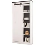 furn.design Hochschrank weiß Pinie anthrazit 93 x 201cm Badschrank - Weiß, Dunkelgrau