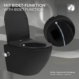 luxebath Wand-WC mit WC-Sitz Schwarz matt Nano