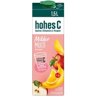 hohes C Milder Multivitamin (1 x 1,5l), 100% Saft, Apfel, Orange, Acerola, Mango, 7 Vitamine, ohne Zuckerzusatz laut Gesetz, weniger Säure, vegan