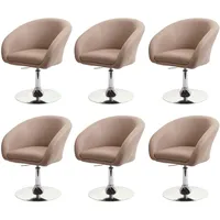 Mendler 6er-Set Esszimmerstuhl HWC-F19, Drehstuhl Loungesessel, höhenverstellbar ~ taupe
