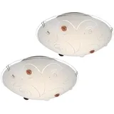 GLOBO Deckenleuchte 1-flammig rund opal mit Dekorsteinen, 1x LED 8,0 W 640 lm, D 25 cm