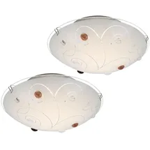 GLOBO Deckenleuchte 1-flammig rund opal mit Dekorsteinen, 1x LED 8,0 W 640 lm, D 25 cm