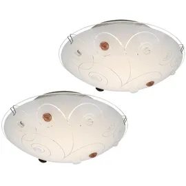 GLOBO Deckenleuchte 1-flammig rund opal mit Dekorsteinen, 1x LED 8,0 W 640 lm, D 25 cm