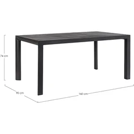 BIZZOTTO Mason Gartentisch 160 x 90 x 74 cm Anthrazit