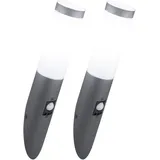 GLOBO Außenleuchte Hauswandlampe Wandfackel anthrazit opal Wandlampe Bewegungsmelder, Edelstahl, E27 Fassung, DxH 7,6x41 cm, 2er Set