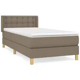 vidaXL Boxspringbett mit Matratze Taupe 100x200 cm Stoff