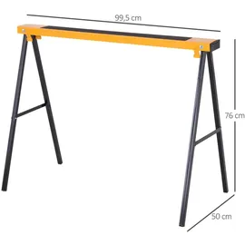 DURHAND 2er-Set Arbeitsbock Sägepferd Klappbar Unterstellbock rutschfest Metall Gelb 99,5 x 50 x 76 cm