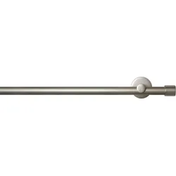 Gardinenstange GARESA "SEFRA", grau (nickelfarben), L:180cm Ø:16mm, Aluminium, Gardinenstangen, Vorhanggarnitur,Innenlaufgarnitur, verlängerbar, Endknopf Kappe