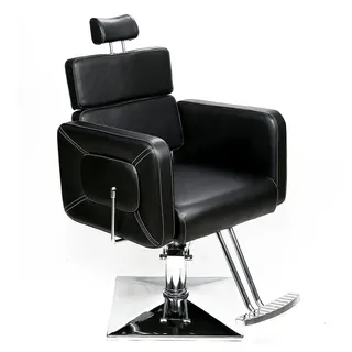 Barberpub Stuhl Barberpub Friseurstuhl mit Kopfstütze Kippbar, 2065BK schwarz