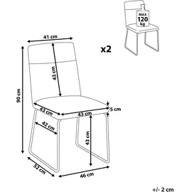 Beliani Esszimmerstuhl 2er Set NEVADA