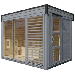 Wolff Finnhaus Saunahaus Paradiso 3x2 (1-Raum) hellgrau