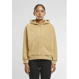 URBAN CLASSICS Jacquard Velvet Oversized Reißverschlusspullover Union Beige S