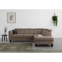 sit&more Ecksofa »Belluci L-Form«, inklusive Federkern, wahlweise mit Bettfunktion und Bettkasten, braun