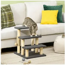 PawHut Katzentreppe 3-stufige Hundetreppe 48 cm Grau