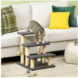 PawHut Katzentreppe 3-stufige Hundetreppe 48 cm Grau