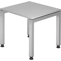 Hammerbacher Schreibtisch lichtgrau rechteckig, 4-Fuß-Gestell silber 80,0 x 80,0 cm